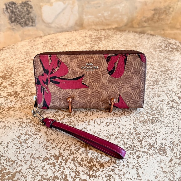 Coach Bow Gallery Signature Tote Handbag Wallet Set Brown Pink NWT - Picture 10 of 17